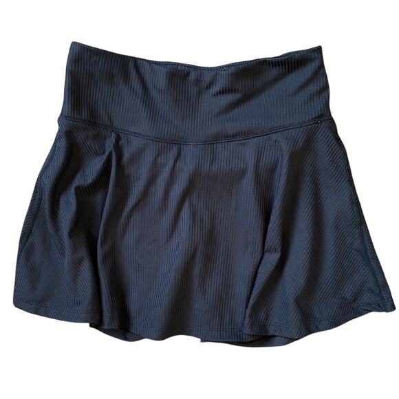 COTTON ON BODY Black Ribbed Mini Skort Skirt Small Lined Shorts Pull On Styling - Picture 1 of 5